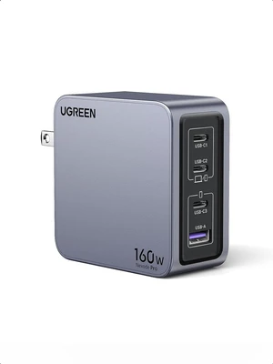 Nexode Pro 160W 4-Port USB C Charger PD 3.1 GaN Wall Charger with 3 USB-C and 1 USB-A PPS 140W Fast Charging Power Adapter Compact Design Over Voltage and Over Current Protection