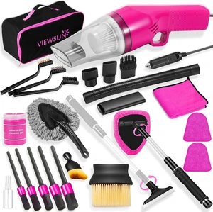 20PCS Pink Car Cleaning Kit, Car Interior Detailing Kit with Red High Power Handheld Vacuum, Detailing Brush Set, Windshield Cleaner, Cleaning Gel, Complete Auto Accessories for Women 20PCS Pink Car Cleaning Kit, Car Interior Detailing Kit with Red High Power Handheld Vacuum, Detailing Brush Set, Windshield Cleaner, Cleaning Gel, Complete Auto Accessories for Women