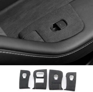 Suede Window Switch Panel Cover Trim, Window Glass Lift Button Panel Trim Cover, Car Accessories Compatible with Tesla Model 3 2016-2023 Tesla Model Y 2016-2024,Interior Trim Cover Suede Window Switch Panel Cover Trim, Window Glass Lift Button Panel Trim Cover, Car Accessories Compatible with Tesla Model 3 2016-2023 Tesla Model Y 2016-2024,Interior Trim Cover
