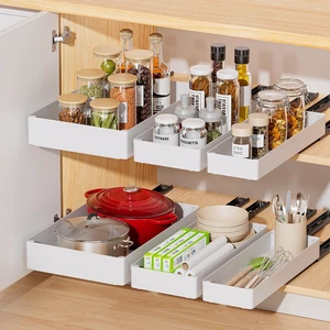 3 Pack Pull Out Cabinet Organizer, 15.7"Deep Pull Out Drawers for Cabinets, Slide Out Drawers for Kitchen Cabinets, Bathroom Cabinet Organizer, Pantry (White) 3 Pack Pull Out Cabinet Organizer, 15.7"Deep Pull Out Drawers for Cabinets, Slide Out Drawers for Kitchen Cabinets, Bathroom Cabinet Organizer, Pantry (White)