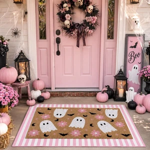 2 Pcs Halloween Pink Ghost Layered Doormat Set 2 Pcs Halloween Pink Ghost Layered Doormat Set