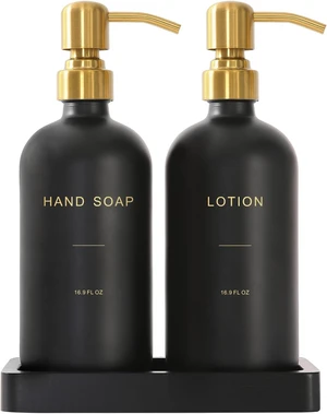 Soap Dispenser Bathroom Set, Gold & Black Soap Dispenser Bathroom Set, Gold & Black
