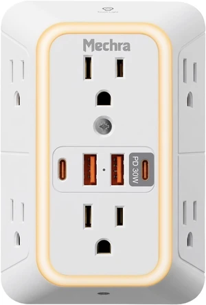 10-in-1 Wall Outlet Extender with 30W PD Fast Charging, Multi Plug Surge Protector (1050J) with Night Light, 6 Wide Spaced AC Outlets, 4 USB Ports, Wall Charger for Home Office Travel 10-in-1 Wall Outlet Extender with 30W PD Fast Charging, Multi Plug Surge Protector (1050J) with Night Light, 6 Wide Spaced AC Outlets, 4 USB Ports, Wall Charger for Home Office Travel