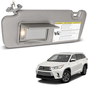Sun Visor Driver Side for 2014-2019 Toyota Highlander, Gray Left Side Car Visor with Light Mirror,Replacement#74320-0E074-B0 Sun Visor Driver Side for 2014-2019 Toyota Highlander, Gray Left Side Car Visor with Light Mirror,Replacement#74320-0E074-B0