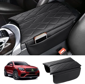 Center Console Cover for 2015-2021 Mercedes Benz C Class C300 W205 /2016-2022 GLC Class /2019-2024 EQC, Anti-Scratch Leather Waterproof Armrest Console Cover with Storage Pockets (Black) Center Console Cover for 2015-2021 Mercedes Benz C Class C300 W205 /2016-2022 GLC Class /2019-2024 EQC, Anti-Scratch Leather Waterproof Armrest Console Cover with Storage Pockets (Black)