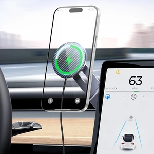 Tesla Phone Mount with 15W Fast Charging, Foldable Hidden Car Holder for Tesla Model 3 / Y/Cybertruck, 360° Rotatable Dashboard Screen Bracket with Ultra-Strong N52 Magnets Tesla Phone Mount with 15W Fast Charging, Foldable Hidden Car Holder for Tesla Model 3 / Y/Cybertruck, 360° Rotatable Dashboard Screen Bracket with Ultra-Strong N52 Magnets