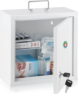Locking Medication Lock Box with Keys, Wall Mount, White Locking Medication Lock Box with Keys, Wall Mount, White