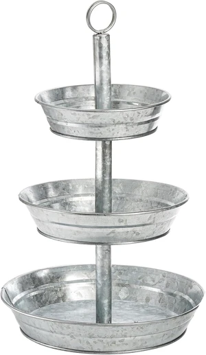 3 Tier Serving Tray, Galvanized Metal Cupcake Stand Vintage Dessert Appetizer Stand, Rustic Home and Garden Display Stand for Country Farmhouse, Kitchen, Indoor, Outdoor Use 3 Tier Serving Tray, Galvanized Metal Cupcake Stand Vintage Dessert Appetizer Stand, Rustic Home and Garden Display Stand for Country Farmhouse, Kitchen, Indoor, Outdoor Use