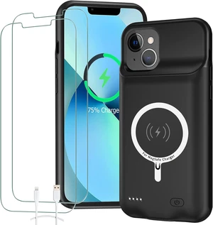 Battery Case for iPhone 13, Full Encircle 10000mAh High Capacity Rechargeable Portable Charger Case Extended Battery Pack Compatible with iPhone 13 (6.1 inch) Wireless Charging Case with Carplay-Black Battery Case for iPhone 13, Full Encircle 10000mAh High Capacity Rechargeable Portable Charger Case Extended Battery Pack Compatible with iPhone 13 (6.1 inch) Wireless Charging Case with Carplay-Black