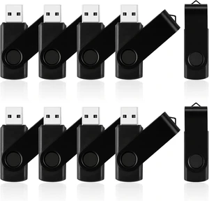 16GB Flash Drive 10 Pack, Black Thumb Drives Swivel USB Stick Flashdrive for Computer, USB 2.0 Memory Stick Jump Drive Pendrive with LED Indicator, Zip Drives for Data Storage Backup with 10 Lanyards 16GB Flash Drive 10 Pack, Black Thumb Drives Swivel USB Stick Flashdrive for Computer, USB 2.0 Memory Stick Jump Drive Pendrive with LED Indicator, Zip Drives for Data Storage Backup with 10 Lanyards