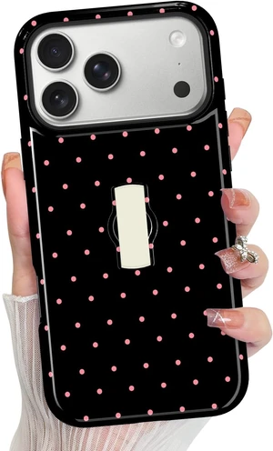 Compatible with iPhone 18 Pro Case Spot Pattern -Black Pink Compatible with iPhone 18 Pro Case Spot Pattern -Black Pink