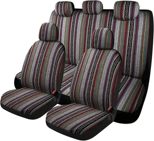 Baja Saddle Blanket Car Seat Covers 9PCS Full Set, Breathable and Washable Striped Woven Automotive Vehicle Seat Cover, Universal Seat Cover for Sedan, SUV, Truck, Airbag Compatible Baja Saddle Blanket Car Seat Covers 9PCS Full Set, Breathable and Washable Striped Woven Automotive Vehicle Seat Cover, Universal Seat Cover for Sedan, SUV, Truck, Airbag Compatible