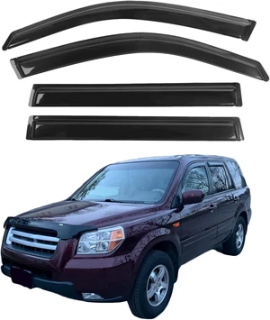 Rain Guards Compatible with 2003-2008 Honda Pilot, Durable Acrylic Slim Style Window Visor Rain Guard, Side Window Deector for Honda Pilot Accessories 4 Pieces 2004 2005 2006 2007 Rain Guards Compatible with 2003-2008 Honda Pilot, Durable Acrylic Slim Style Window Visor Rain Guard, Side Window Deector for Honda Pilot Accessories 4 Pieces 2004 2005 2006 2007