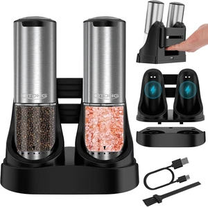 Electric Salt and Pepper Grinder Set Type-C Charging, 6 Levels, LED Light Electric Salt and Pepper Grinder Set Type-C Charging, 6 Levels, LED Light