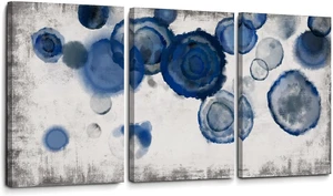 Abstract Watercolor Wall Painting Pictures for Bathroom Wall Decor Navy Blue Canvas Prints Blue and White Wall Art for Bedroom Kitchen Office 12"x16"x3p Abstract Watercolor Wall Painting Pictures for Bathroom Wall Decor Navy Blue Canvas Prints Blue and White Wall Art for Bedroom Kitchen Office 12"x16"x3p
