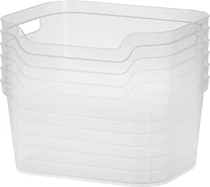 Large Open Scoop Front Storage Bin, Clear Plastic Tote, 6-Pack Large Open Scoop Front Storage Bin, Clear Plastic Tote, 6-Pack