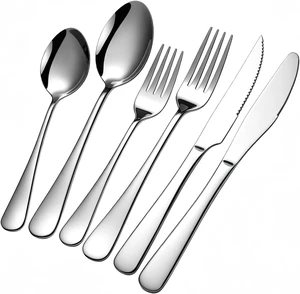 24-Piece Silverware Set with Steak Knives for 4, Forks Spoons Flatware Set 24-Piece Silverware Set with Steak Knives for 4, Forks Spoons Flatware Set