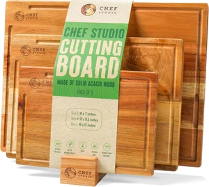 Acacia Wood Cutting Board (Set of 3) Wooden Cutting Boards for Kitchen, Chopping and Serving, Non Plastic Bamboo Alternative, Hostess Gifts for Christmas, Thanksgiving, New Year Acacia Wood Cutting Board (Set of 3) Wooden Cutting Boards for Kitchen, Chopping and Serving, Non Plastic Bamboo Alternative, Hostess Gifts for Christmas, Thanksgiving, New Year