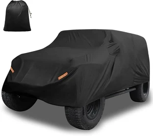 Car Cover for Jeep Wrangler JK JL YJ TJ 4 Door 2007-2021 Outdoor Waterproof Sun Rain Dust Wind Snow Protection w/Driver Door Zipper Black Car Cover for Jeep Wrangler JK JL YJ TJ 4 Door 2007-2021 Outdoor Waterproof Sun Rain Dust Wind Snow Protection w/Driver Door Zipper Black