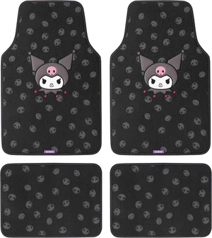 Kuromi Carpet Car Floor Mats - Universal Fit for Cars, SUVs & Trucks - Black with Kuromi Print & Purple, Pink Accents - Front & Rear Set, 4 Piece Kuromi Carpet Car Floor Mats - Universal Fit for Cars, SUVs & Trucks - Black with Kuromi Print & Purple, Pink Accents - Front & Rear Set, 4 Piece