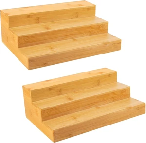 Bamboo Spice Rack Organizer for Cabinet 2 Pack - 3 Tier Countertop Step Shelf, Seasoning Storage Stand for Kitchen Pantry, Spice Holder for Jars Bottles Cans (Natural) Bamboo Spice Rack Organizer for Cabinet 2 Pack - 3 Tier Countertop Step Shelf, Seasoning Storage Stand for Kitchen Pantry, Spice Holder for Jars Bottles Cans (Natural)