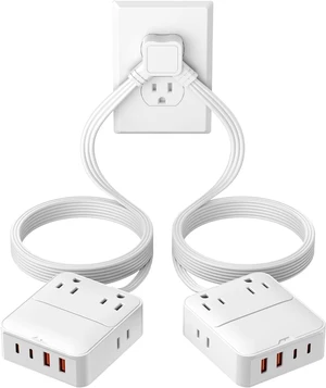 12FT Split Extension Cord 6FT Per Side, Flat Plug Twin Power Strip 12FT Split Extension Cord 6FT Per Side, Flat Plug Twin Power Strip