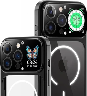 Phone Case for iPhone 16 Pro Max, Smart Display, for MagSafe, Clear Back Phone Case for iPhone 16 Pro Max, Smart Display, for MagSafe, Clear Back