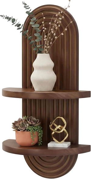 Mordern Wall Shelf with Arched Mid Century Art Boho Decor Design Floating Shelves for Home Bedroom Living Room Farmhouse Display Wall Plant Holder Decoration, 22 x 11.8 Inch, Walnut Mordern Wall Shelf with Arched Mid Century Art Boho Decor Design Floating Shelves for Home Bedroom Living Room Farmhouse Display Wall Plant Holder Decoration, 22 x 11.8 Inch, Walnut