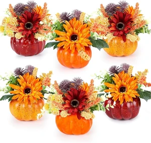 Set of 6 Mini Fall Pumpkin with Artificial Flower Decorations Thanksgiving Sunflower Centerpieces for Tables Harvest Fall Table Floral Decor Autumn Fireplace Mantle Living Room Home Kitchen Party Set of 6 Mini Fall Pumpkin with Artificial Flower Decorations Thanksgiving Sunflower Centerpieces for Tables Harvest Fall Table Floral Decor Autumn Fireplace Mantle Living Room Home Kitchen Party