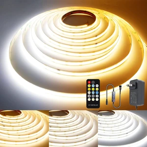 CCT COB LED Strip Lights Tunable White, 16.4ft Dimmable 2700K-6500K 24V Tunable White LED Strip Lights Set, High Density led Strips CRI 90+ UL-Listed Power Supply,for Bedroom Kitchen Home DIY Lighting CCT COB LED Strip Lights Tunable White, 16.4ft Dimmable 2700K-6500K 24V Tunable White LED Strip Lights Set, High Density led Strips CRI 90+ UL-Listed Power Supply,for Bedroom Kitchen Home DIY Lighting