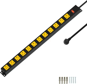 12 Outlet Long Power Strip, 3FT Power Cord, 2100 Joules Surge Protector, Wide Spaced Outlet Power Bar, Overload Protection Switch, Industrial Heavy Duty for Work Bench, Shop, Garage 12 Outlet Long Power Strip, 3FT Power Cord, 2100 Joules Surge Protector, Wide Spaced Outlet Power Bar, Overload Protection Switch, Industrial Heavy Duty for Work Bench, Shop, Garage