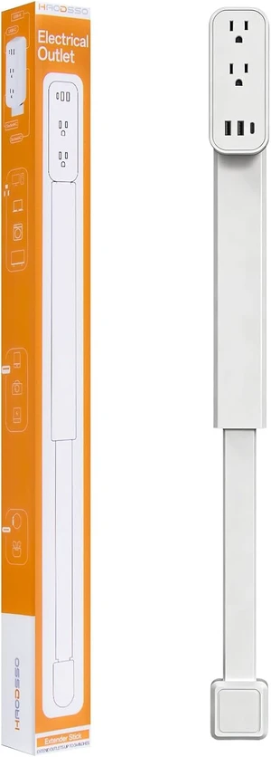 Outlet Extender Stick - Features USB-A, USB-C and 2 AC Outlets, Extends 17.5"-29.1", Rotates 360° Access Hard-to-Reach Outlets, Wall Plug Power Socket Expander Nightstands, Sofa, Desks and More Outlet Extender Stick - Features USB-A, USB-C and 2 AC Outlets, Extends 17.5"-29.1", Rotates 360° Access Hard-to-Reach Outlets, Wall Plug Power Socket Expander Nightstands, Sofa, Desks and More