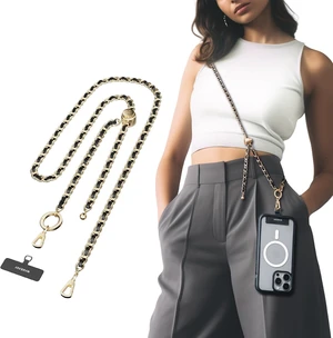 Cell Phone Chain Lanyard Crossbody with Tether Tab & Attachment Clip, Metal & Leather Strap with 360 Rotatable Buckle Adjustable Length, Chic Rust-Proof Strap for iPhone (Classic Gold) Cell Phone Chain Lanyard Crossbody with Tether Tab & Attachment Clip, Metal & Leather Strap with 360 Rotatable Buckle Adjustable Length, Chic Rust-Proof Strap for iPhone (Classic Gold)
