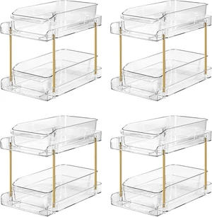 4pack 2-Tier Organizer & Storage Unit Stackable Bathroom Cabinet Organizer Pull-Out Kitchen Pantry Organizer & Storage System Suitable for Countertops, Pantries, Kitchens, Bathrooms 4pack 2-Tier Organizer & Storage Unit Stackable Bathroom Cabinet Organizer Pull-Out Kitchen Pantry Organizer & Storage System Suitable for Countertops, Pantries, Kitchens, Bathrooms