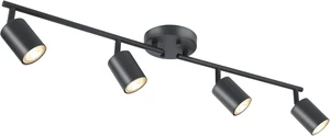 LED 4 Light Track Lighting Kit, Black 4 Way Ceiling Spot Lighting, Flexibly Rotatable Light Head for Kitchen, Living Room, Bedroom, Bulb Not Included LED 4 Light Track Lighting Kit, Black 4 Way Ceiling Spot Lighting, Flexibly Rotatable Light Head for Kitchen, Living Room, Bedroom, Bulb Not Included