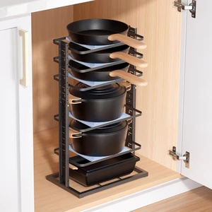 Pots and Pans Organizer for under Cabinet, 6-Tier Heavy Duty Pan Pot Organizers inside Cabinet Adjustable 14 to 24.57", Pot Rack Kitchen Cabinet Organization and Storage Holds up to 12" Cookware Pots and Pans Organizer for under Cabinet, 6-Tier Heavy Duty Pan Pot Organizers inside Cabinet Adjustable 14 to 24.57", Pot Rack Kitchen Cabinet Organization and Storage Holds up to 12" Cookware