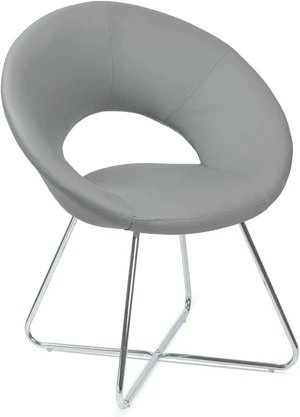 Circle Leather Accent Chair for Living Room, Kitchen, Home Office and Bedroom, Modern Dining Room Chair with Chrome Legs (Grey) Circle Leather Accent Chair for Living Room, Kitchen, Home Office and Bedroom, Modern Dining Room Chair with Chrome Legs (Grey)