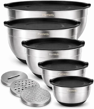 Stainless Steel Nesting Mixing Bowls with Airtight Lids Set of 5 Stainless Steel Nesting Mixing Bowls with Airtight Lids Set of 5