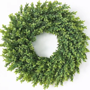 26"Artificial Boxwood Wreath, Large Fake Hanging Plant for Front Door Decor 26"Artificial Boxwood Wreath, Large Fake Hanging Plant for Front Door Decor