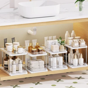 2-Tier Bathroom Under Sink Organizers and Storage, Pull Out Cabinet Drawers with Anti-Slip Design, Multi-Purpose Storage for Kitchen, Pantry, Bathroom & Home Organization, White, 4 Pack 2-Tier Bathroom Under Sink Organizers and Storage, Pull Out Cabinet Drawers with Anti-Slip Design, Multi-Purpose Storage for Kitchen, Pantry, Bathroom & Home Organization, White, 4 Pack
