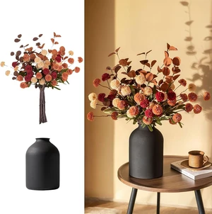 Faux Flowers Table Centerpiece for Dining Room, Fall Flower in Vase Faux Flowers Table Centerpiece for Dining Room, Fall Flower in Vase