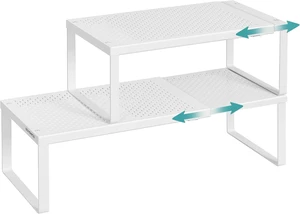 Spice Rack, Expandable Kitchen Countertop Shelf, Steel, Set of 2 Spice Rack, Expandable Kitchen Countertop Shelf, Steel, Set of 2