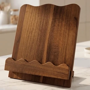 Beautiful Wooden Cookbook Stand for Your Kitchen Counter Solid Wood Scalloped Book Holder (Acacia) Beautiful Wooden Cookbook Stand for Your Kitchen Counter Solid Wood Scalloped Book Holder (Acacia)