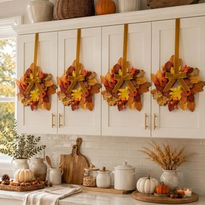 6 Pack 9" Mini Fall Wreaths Bulk for Kitchen Cabinet Decoration 6 Pack 9" Mini Fall Wreaths Bulk for Kitchen Cabinet Decoration