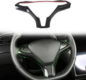 OUBOLUN Carbon Steering Wheel Trim For Tesla Model S Model X 2016-2020 OUBOLUN Carbon Steering Wheel Trim For Tesla Model S Model X 2016-2020