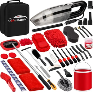 47Pcs Car Wash Cleaning Kit with High Power Handheld Vacuum Windshield Cleaning Tool with Side Mirror Squeegee Bucket Detailing Brushes Tire Brush Towels Complete Detailing Set for Car 47Pcs Car Wash Cleaning Kit with High Power Handheld Vacuum Windshield Cleaning Tool with Side Mirror Squeegee Bucket Detailing Brushes Tire Brush Towels Complete Detailing Set for Car