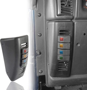TJ Wrangler Pillar Light Switch Pod Panel w/ 4X Rocker Switches for Jeep Wrangler TJ 1997-2006 - Driver Side TJ Wrangler Pillar Light Switch Pod Panel w/ 4X Rocker Switches for Jeep Wrangler TJ 1997-2006 - Driver Side