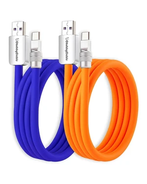 120W Silicone USB A to C Cable, 2 Pack, Blue+Orange, 3.3FT 120W Silicone USB A to C Cable, 2 Pack, Blue+Orange, 3.3FT