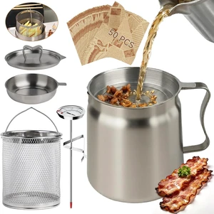 6 PCS 2L Oil Filter Pot Saver Cooking Oil Bacon Grease with Strainer 6 PCS 2L Oil Filter Pot Saver Cooking Oil Bacon Grease with Strainer