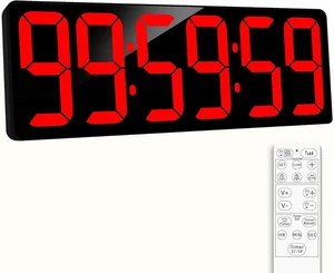17.2" Large Digital Timer Wall Clock with Remote Control, Count Down Up Digital Timer, Auto DST LED Big Digital Clock for Bedroom Kitchen Living Room Office Gym Home Decor, Red 17.2" Large Digital Timer Wall Clock with Remote Control, Count Down Up Digital Timer, Auto DST LED Big Digital Clock for Bedroom Kitchen Living Room Office Gym Home Decor, Red